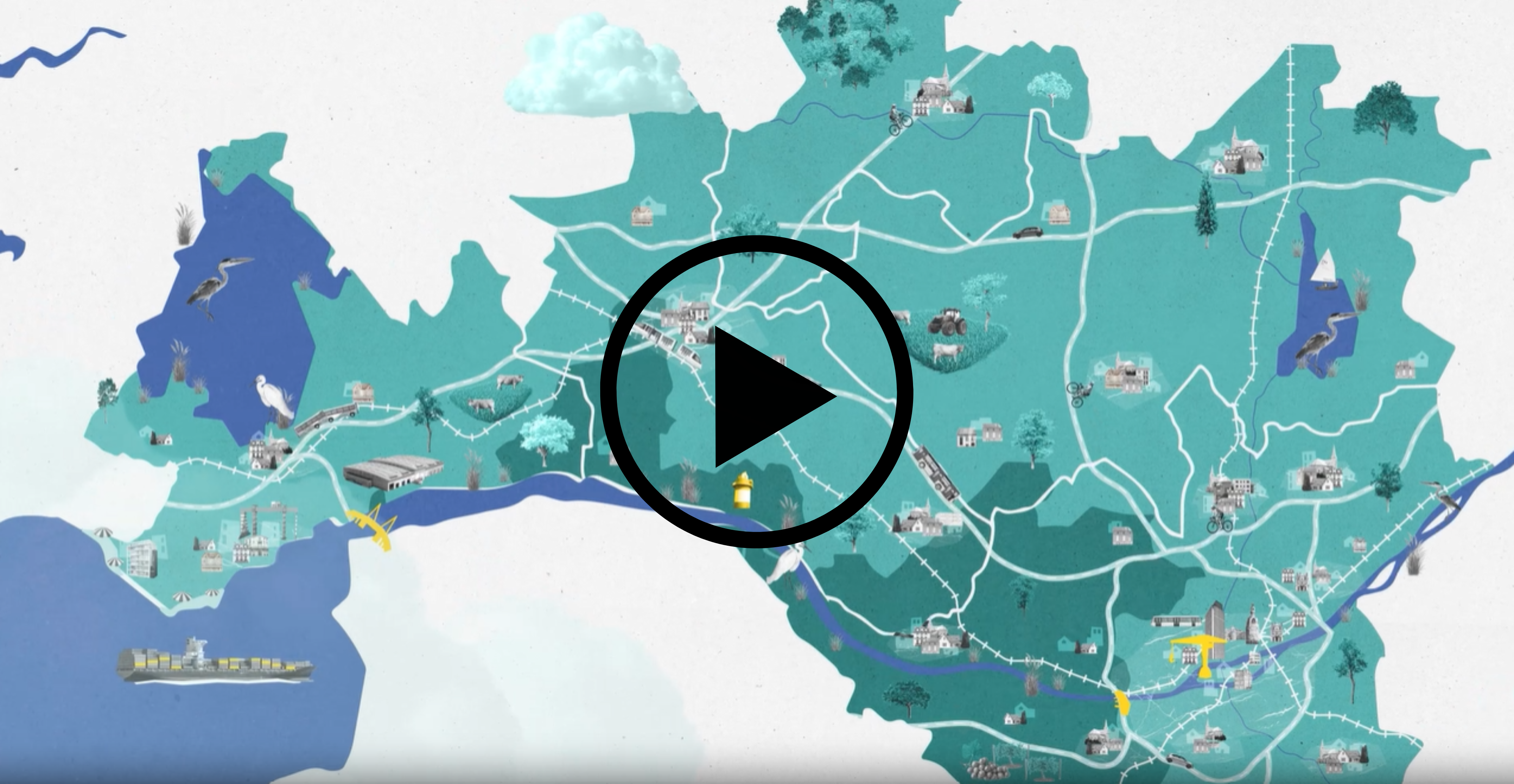 Carte du territoire Nantes Saint-Nazaire extraite des vidéos pédagogiques Trajectoire Nantes Saint-Nazaire